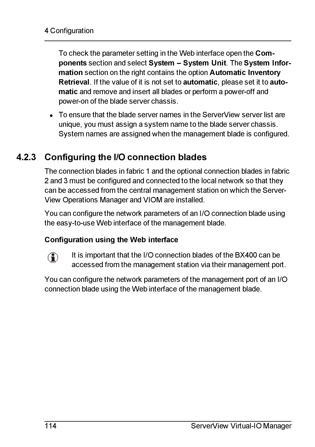 Fujitsu V3.1 manual Configuring the I/O connection blades 