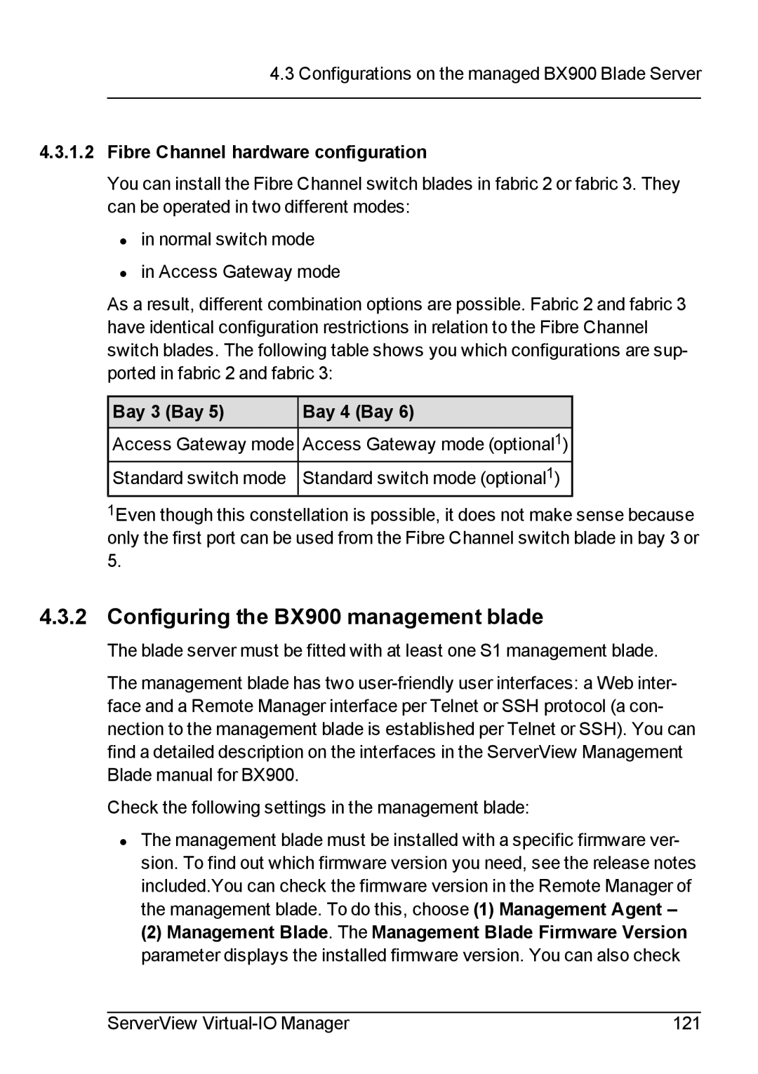 Fujitsu V3.1 manual Configuring the BX900 management blade, Bay 3 Bay Bay 4 Bay 