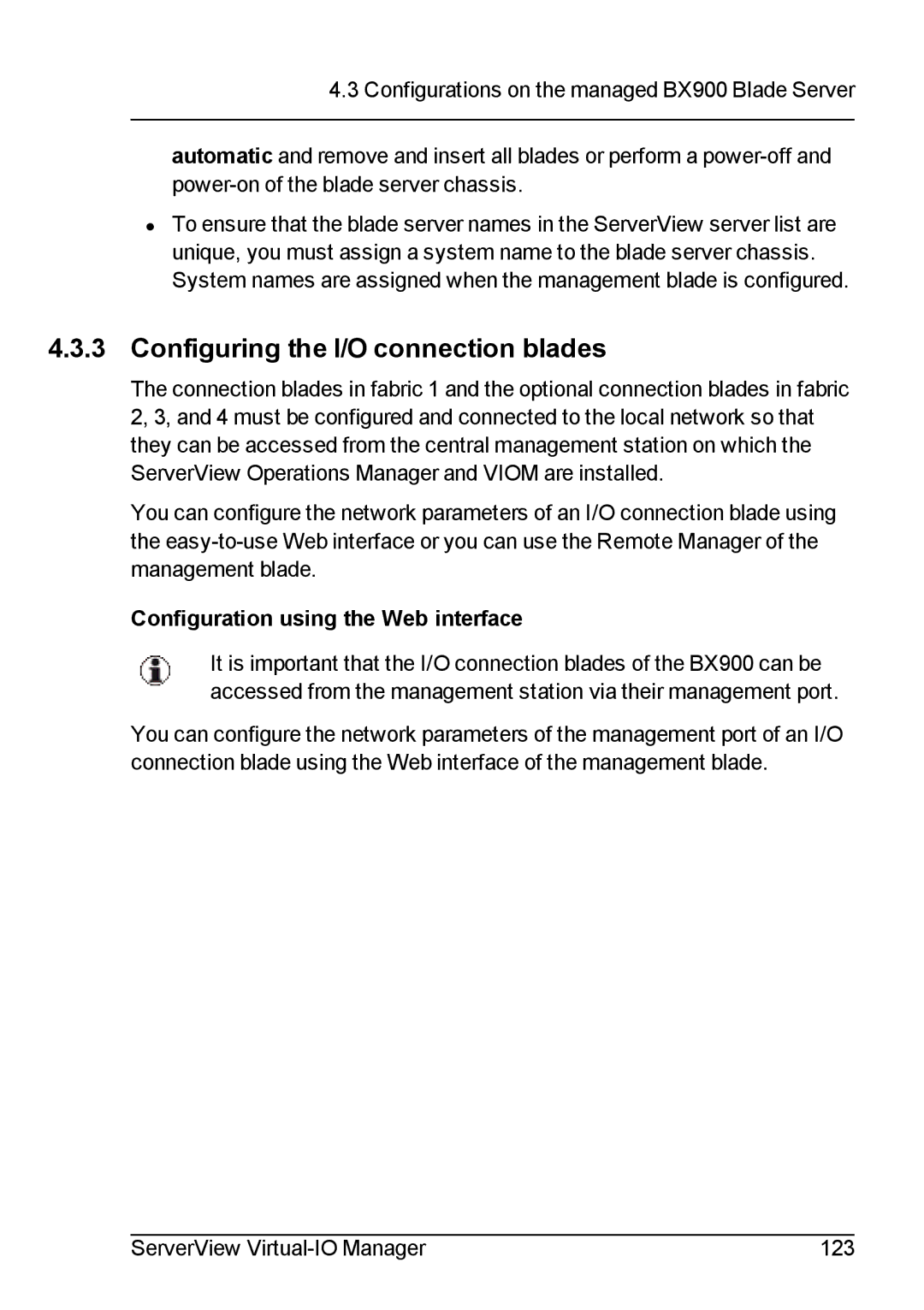 Fujitsu V3.1 manual Configuring the I/O connection blades 