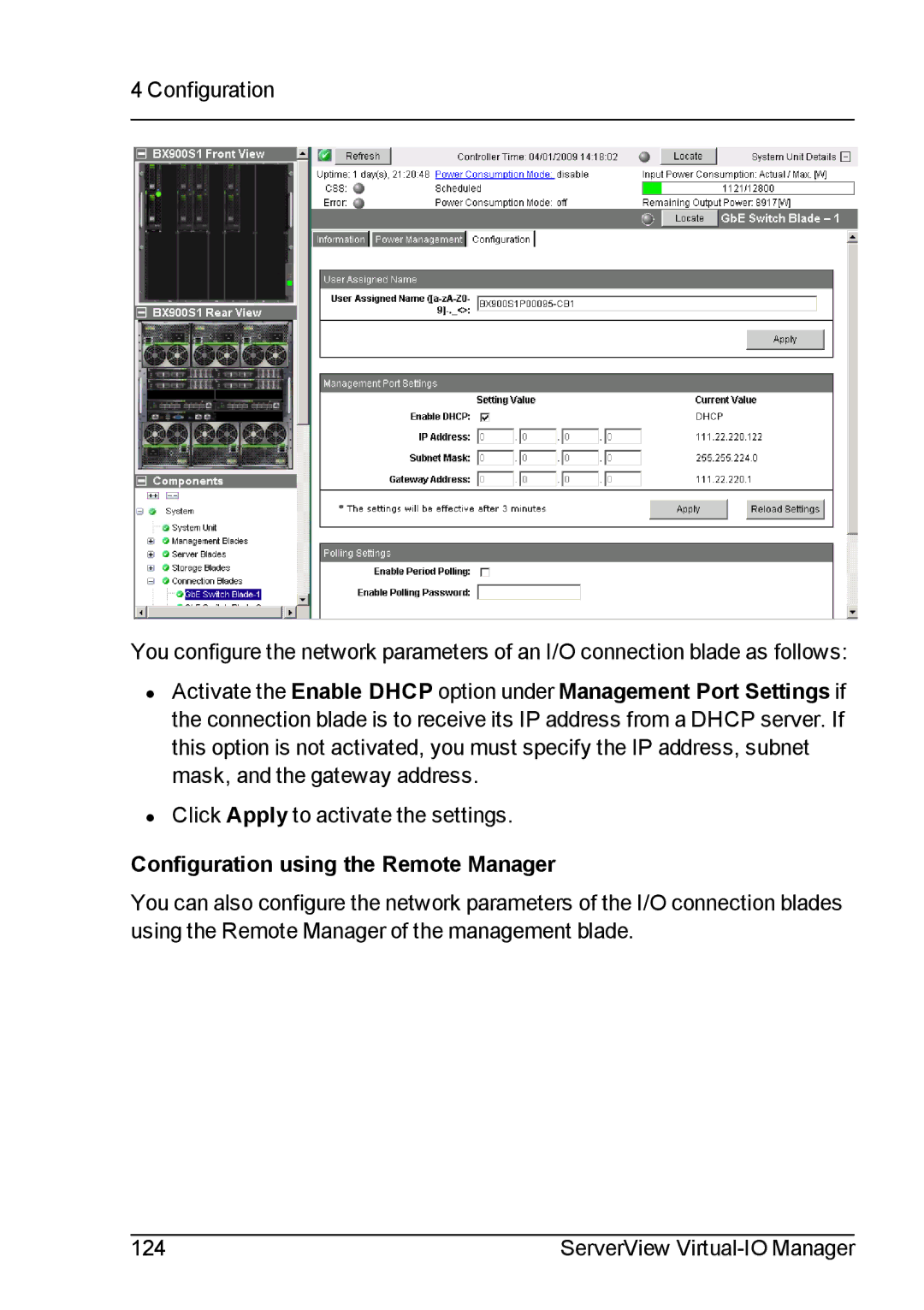 Fujitsu V3.1 manual Configuration using the Remote Manager 