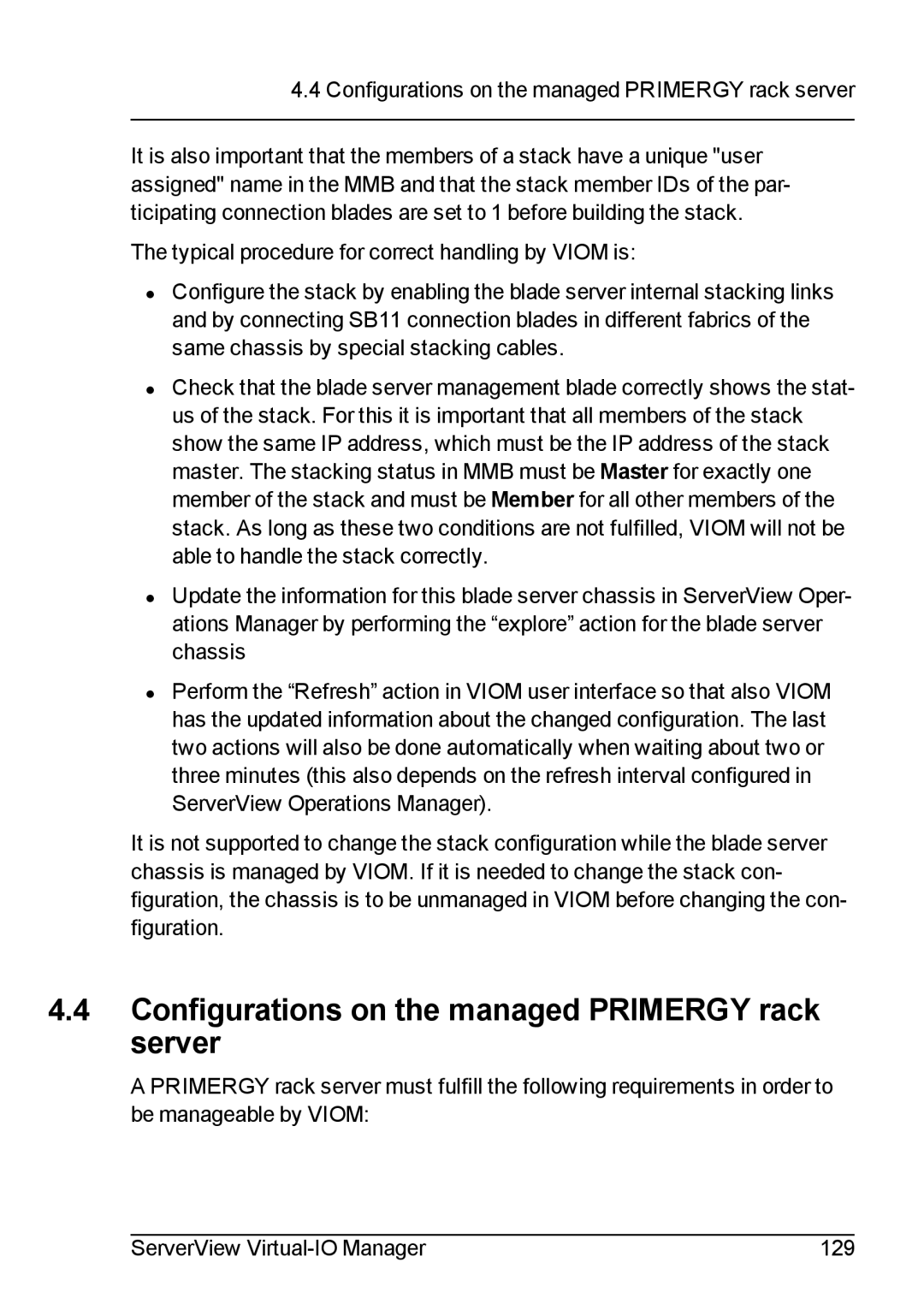 Fujitsu V3.1 manual Configurations on the managed Primergy rack server 