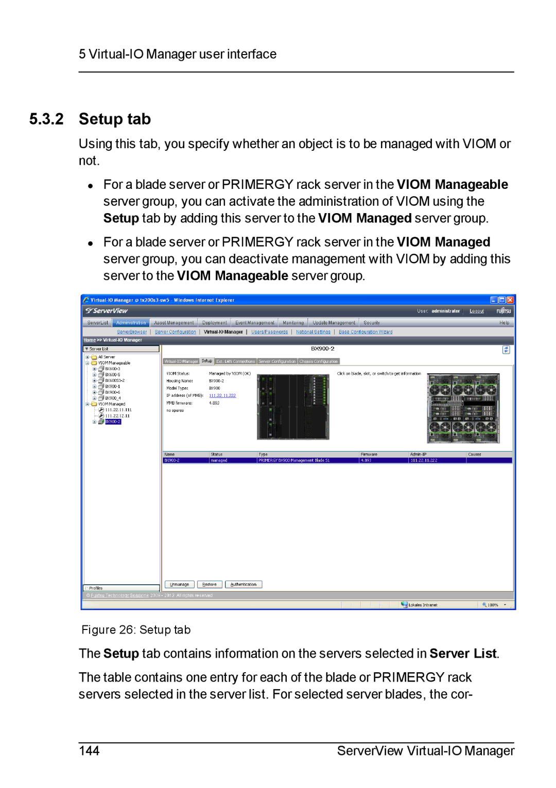 Fujitsu V3.1 manual Setup tab 