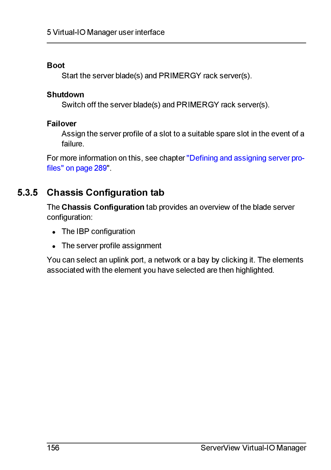 Fujitsu V3.1 manual Chassis Configuration tab, Failover 