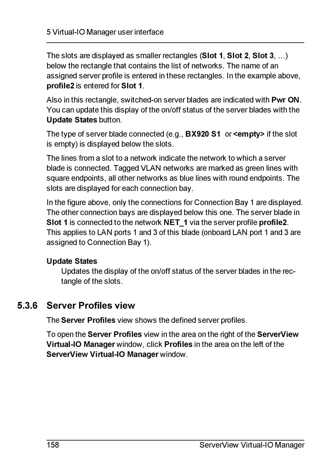 Fujitsu V3.1 manual Server Profiles view, Update States 