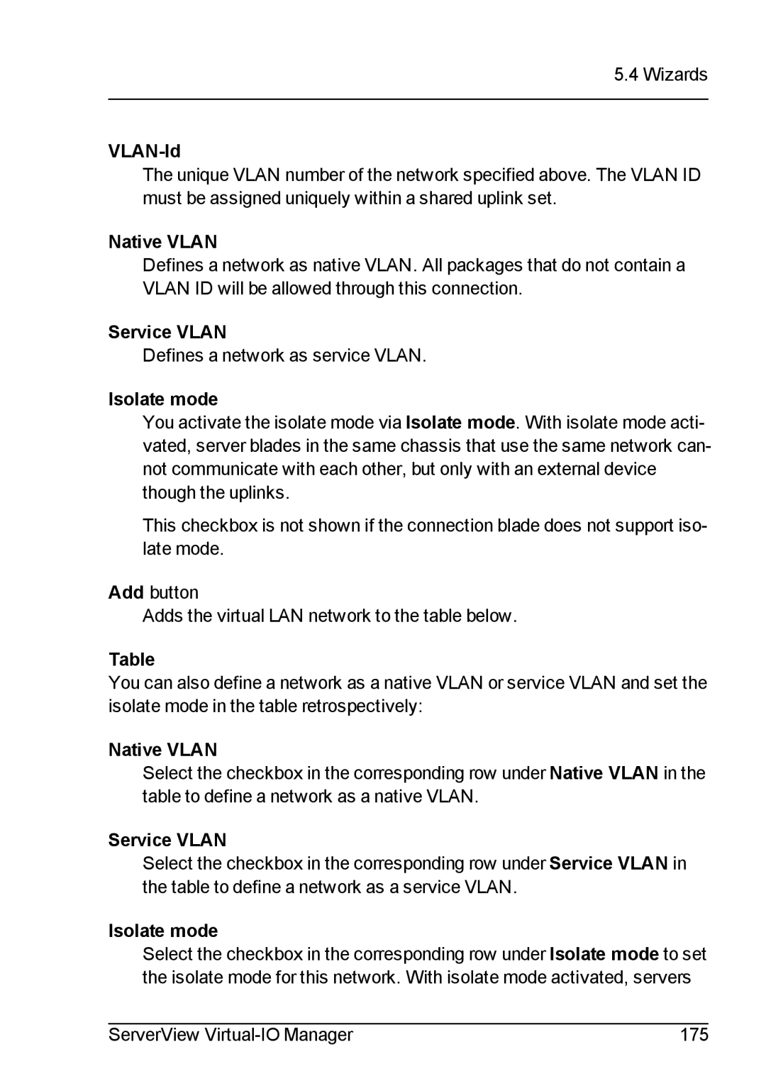 Fujitsu V3.1 manual VLAN-Id, Native Vlan, Service Vlan 