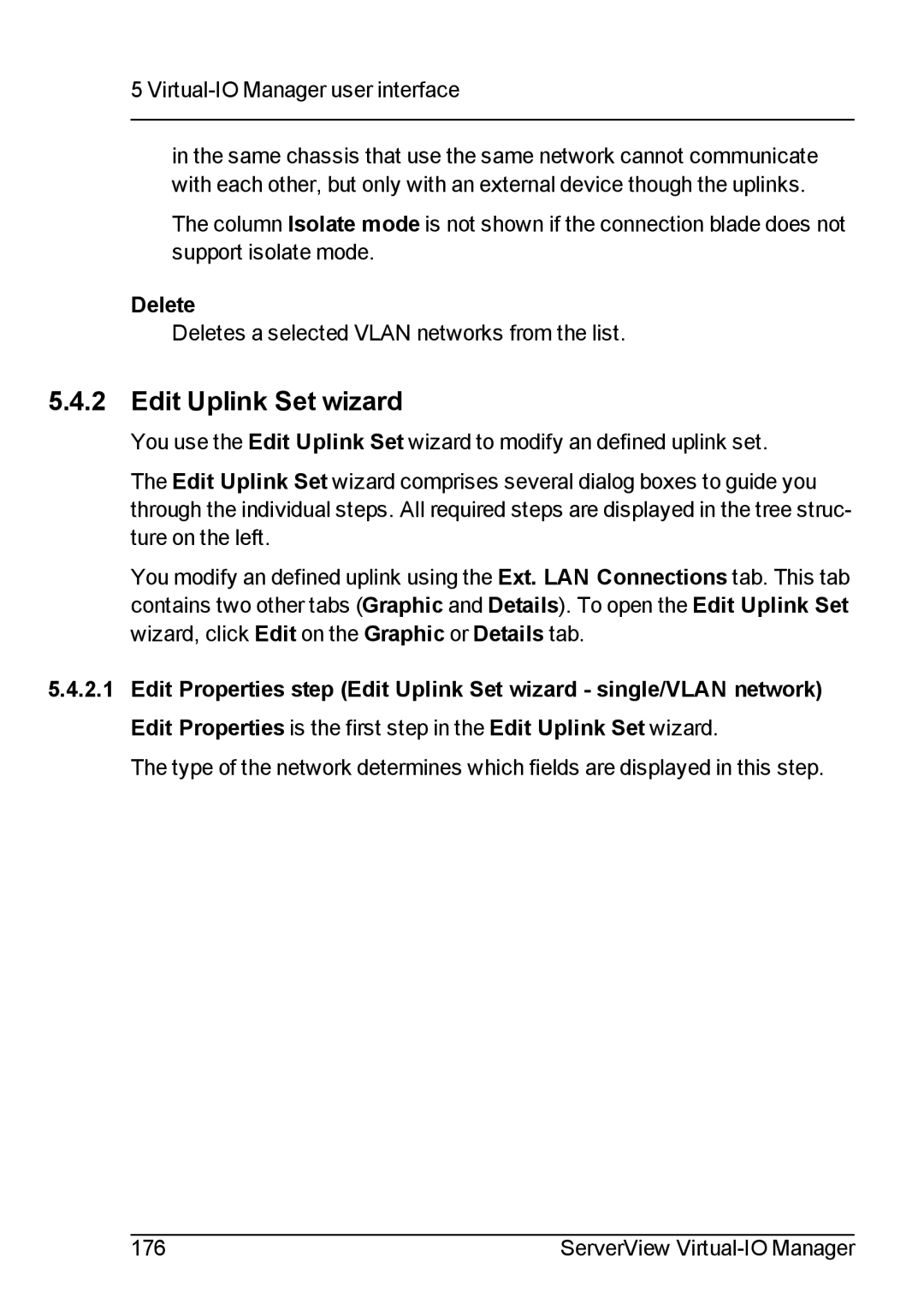 Fujitsu V3.1 manual Edit Uplink Set wizard, Delete 