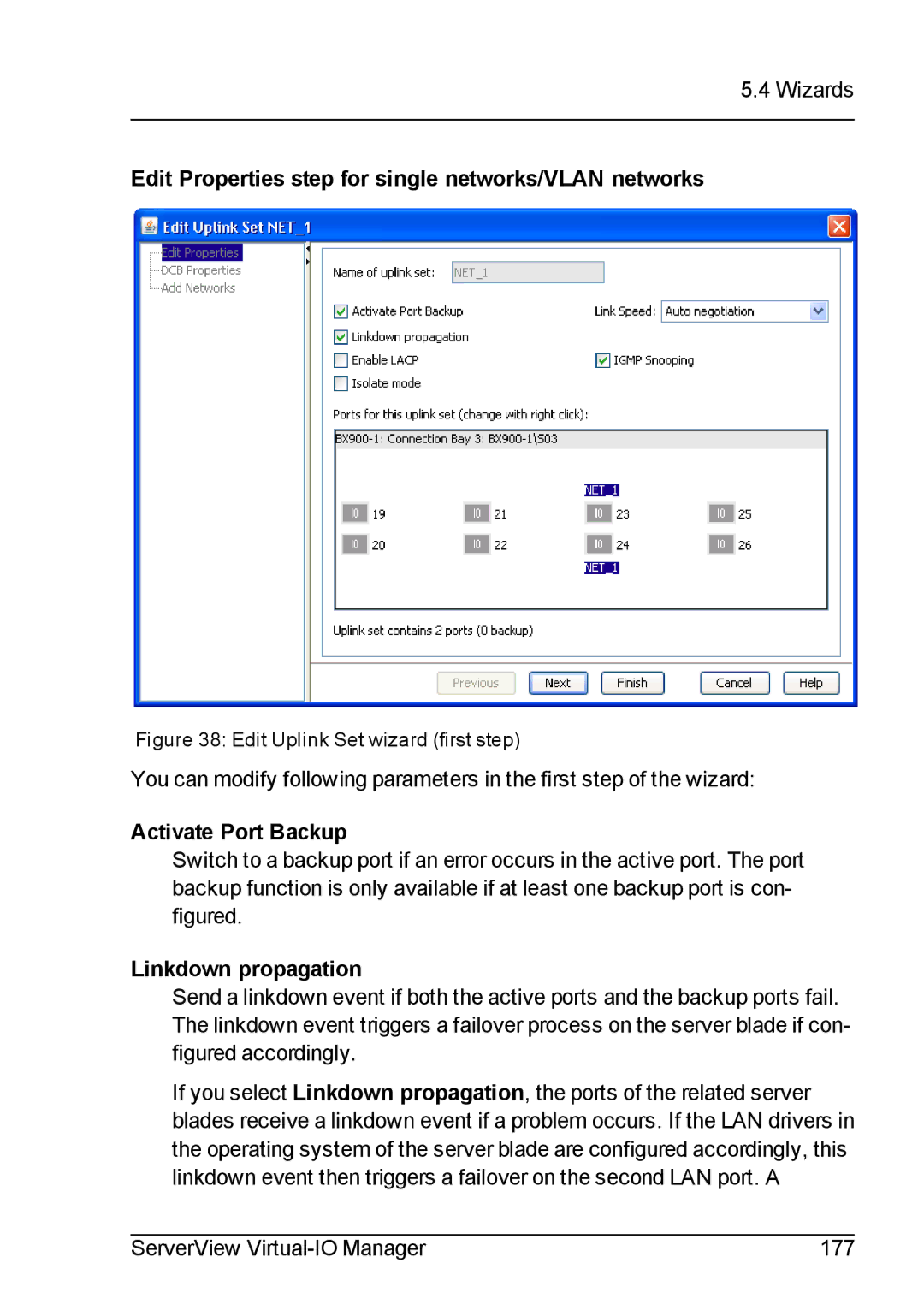 Fujitsu V3.1 manual Edit Uplink Set wizard first step 