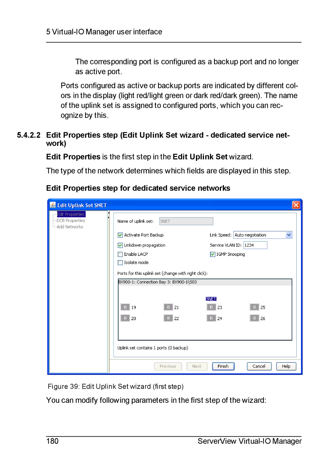 Fujitsu V3.1 manual Edit Properties step for dedicated service networks 