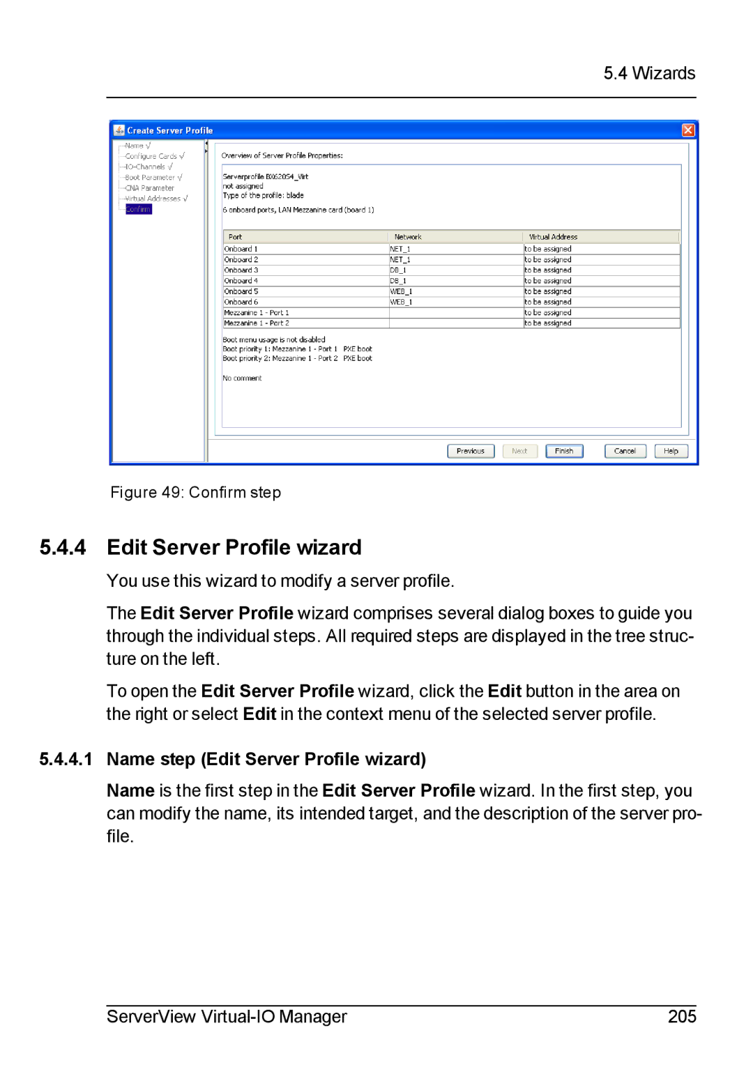 Fujitsu V3.1 manual Name step Edit Server Profile wizard 