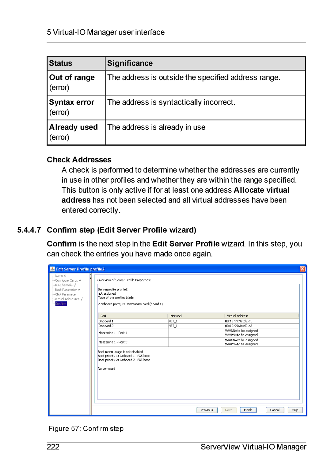 Fujitsu V3.1 manual Status Significance, Confirm step Edit Server Profile wizard 