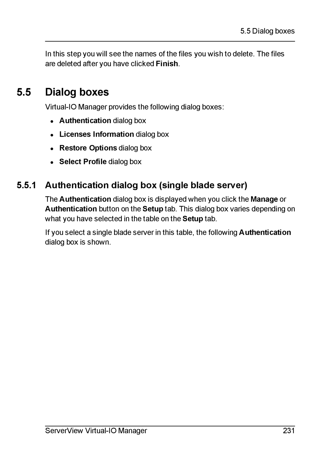 Fujitsu V3.1 manual Dialog boxes, Authentication dialog box single blade server 