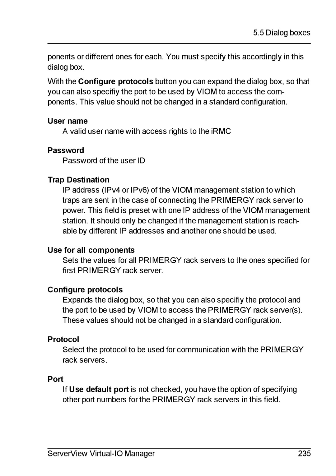 Fujitsu V3.1 manual Trap Destination 