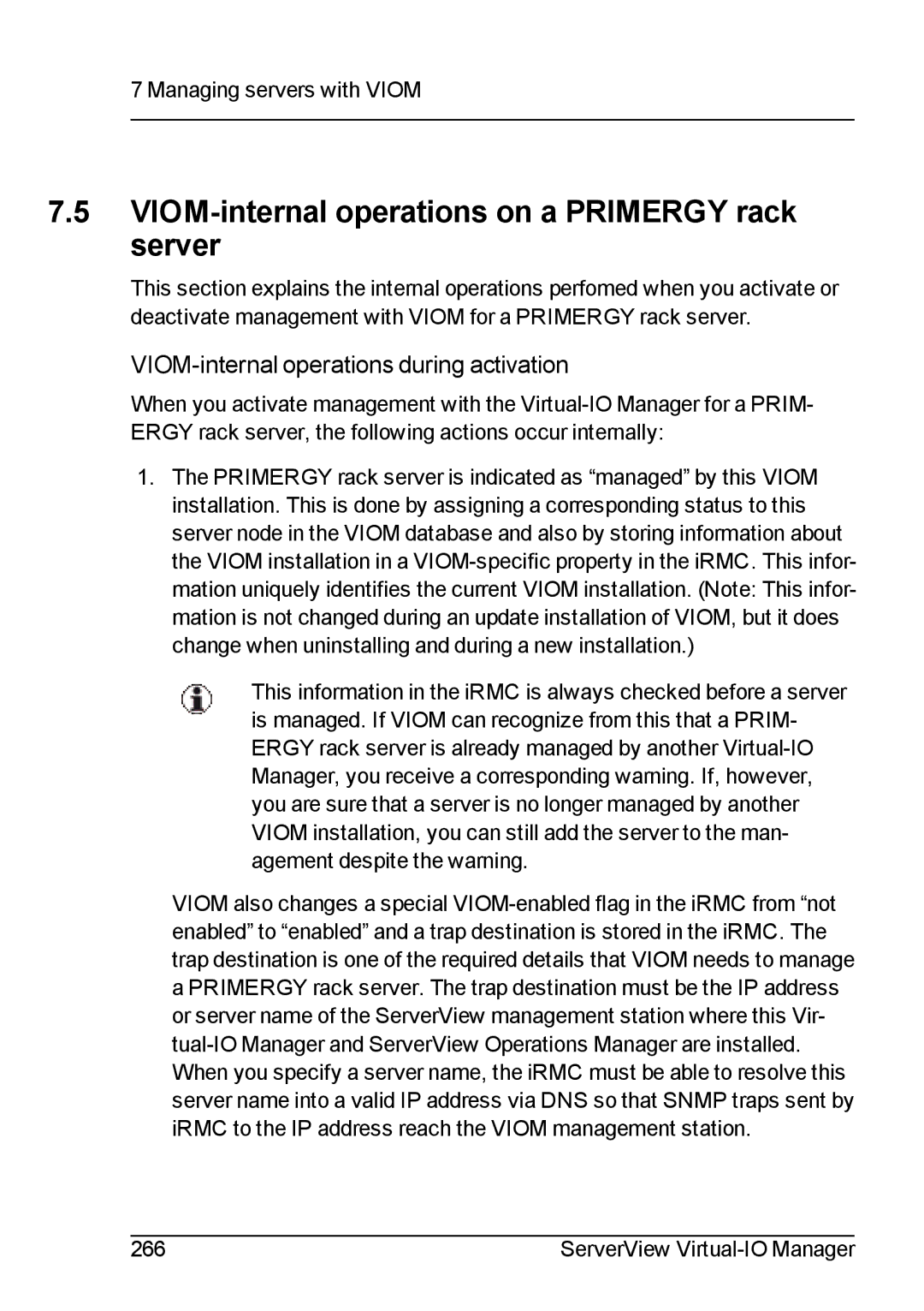 Fujitsu V3.1 manual VIOM-internal operations on a Primergy rack server, VIOM-internal operations during activation 