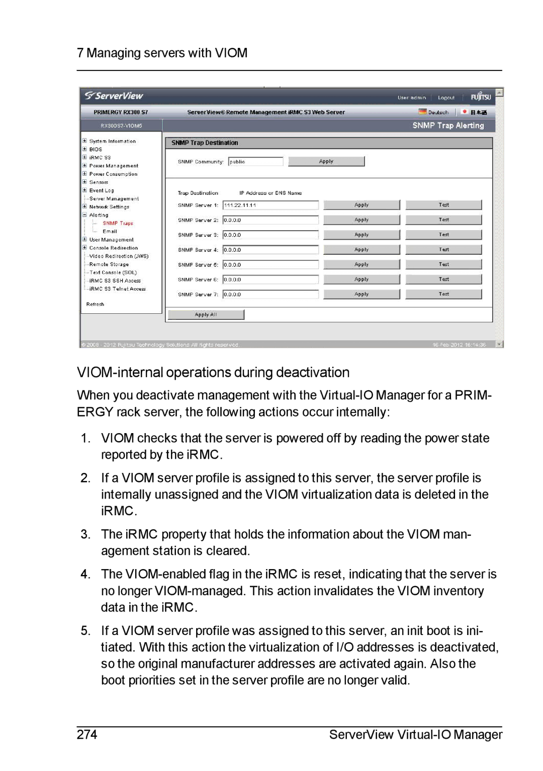 Fujitsu V3.1 manual VIOM-internal operations during deactivation 