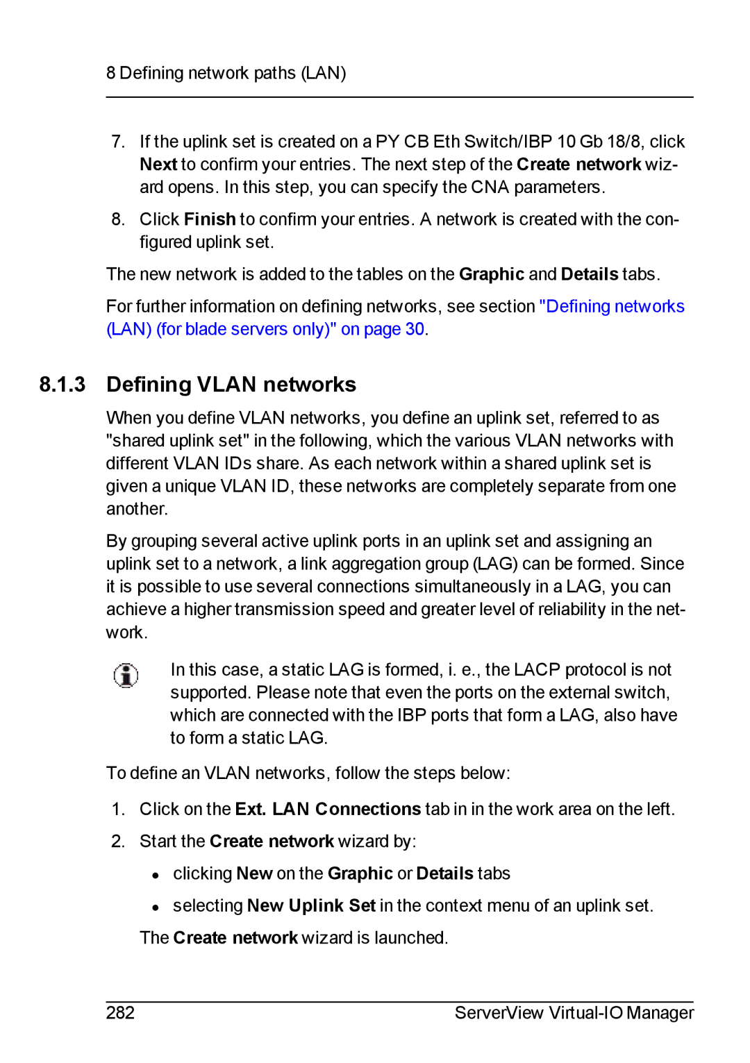 Fujitsu V3.1 manual Defining Vlan networks 