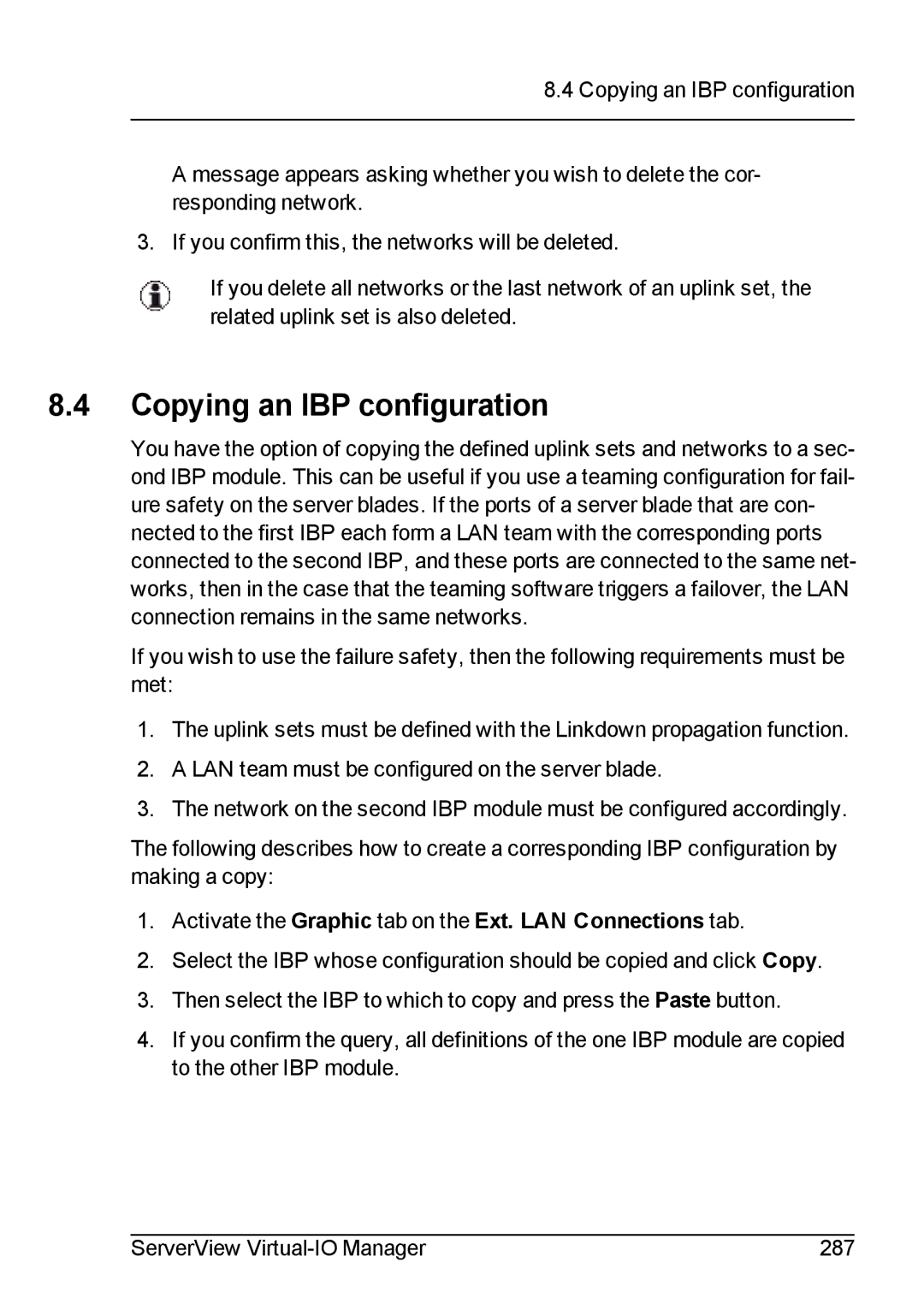 Fujitsu V3.1 manual Copying an IBP configuration, Activate the Graphic tab on the Ext. LAN Connections tab 