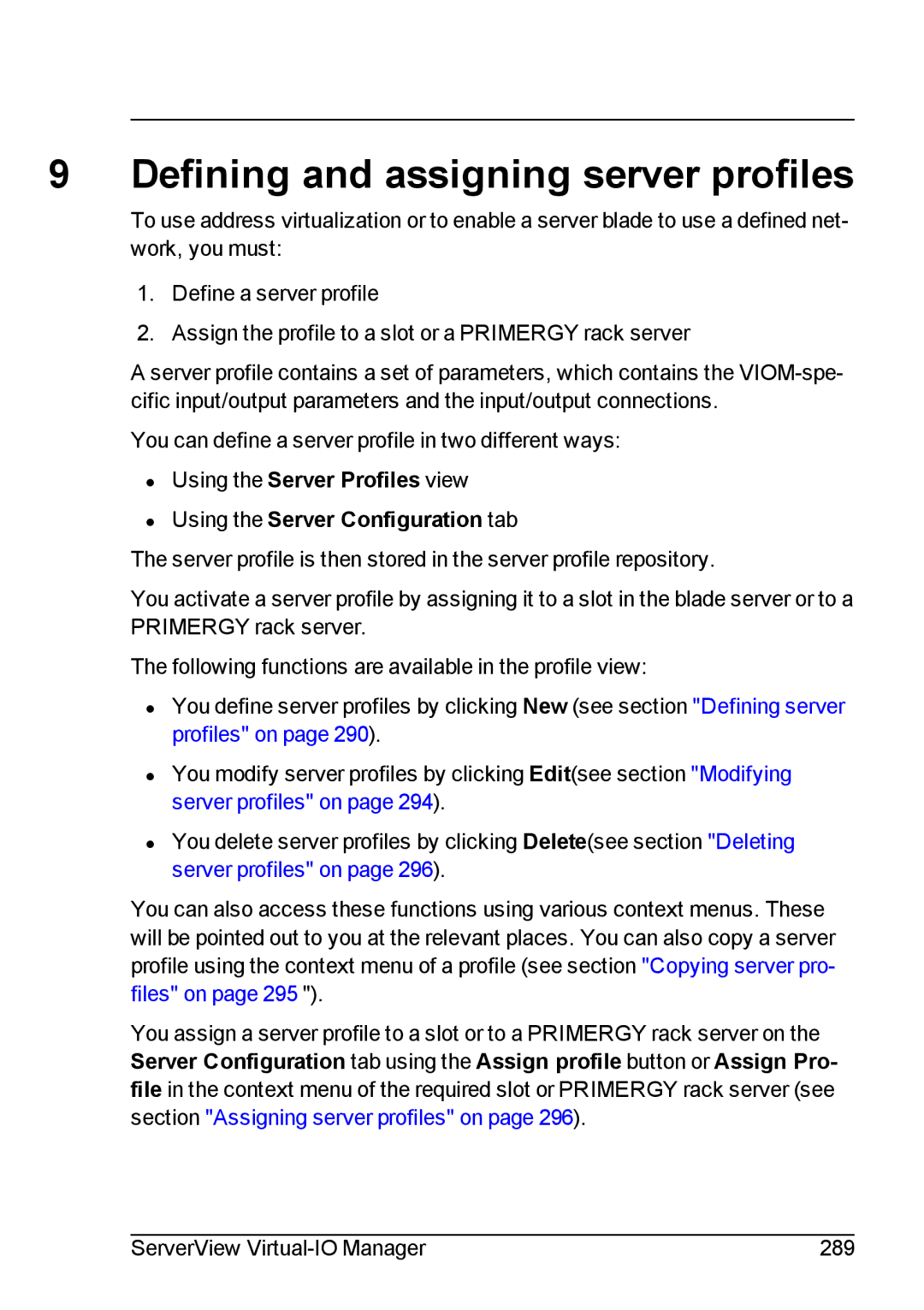 Fujitsu V3.1 manual Defining and assigning server profiles 