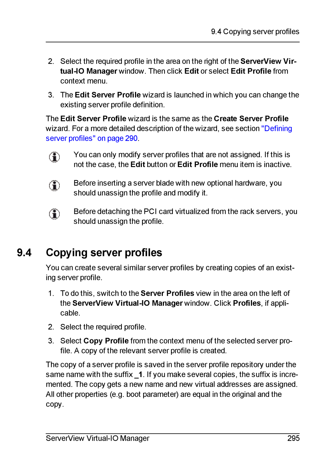 Fujitsu V3.1 manual Copying server profiles 