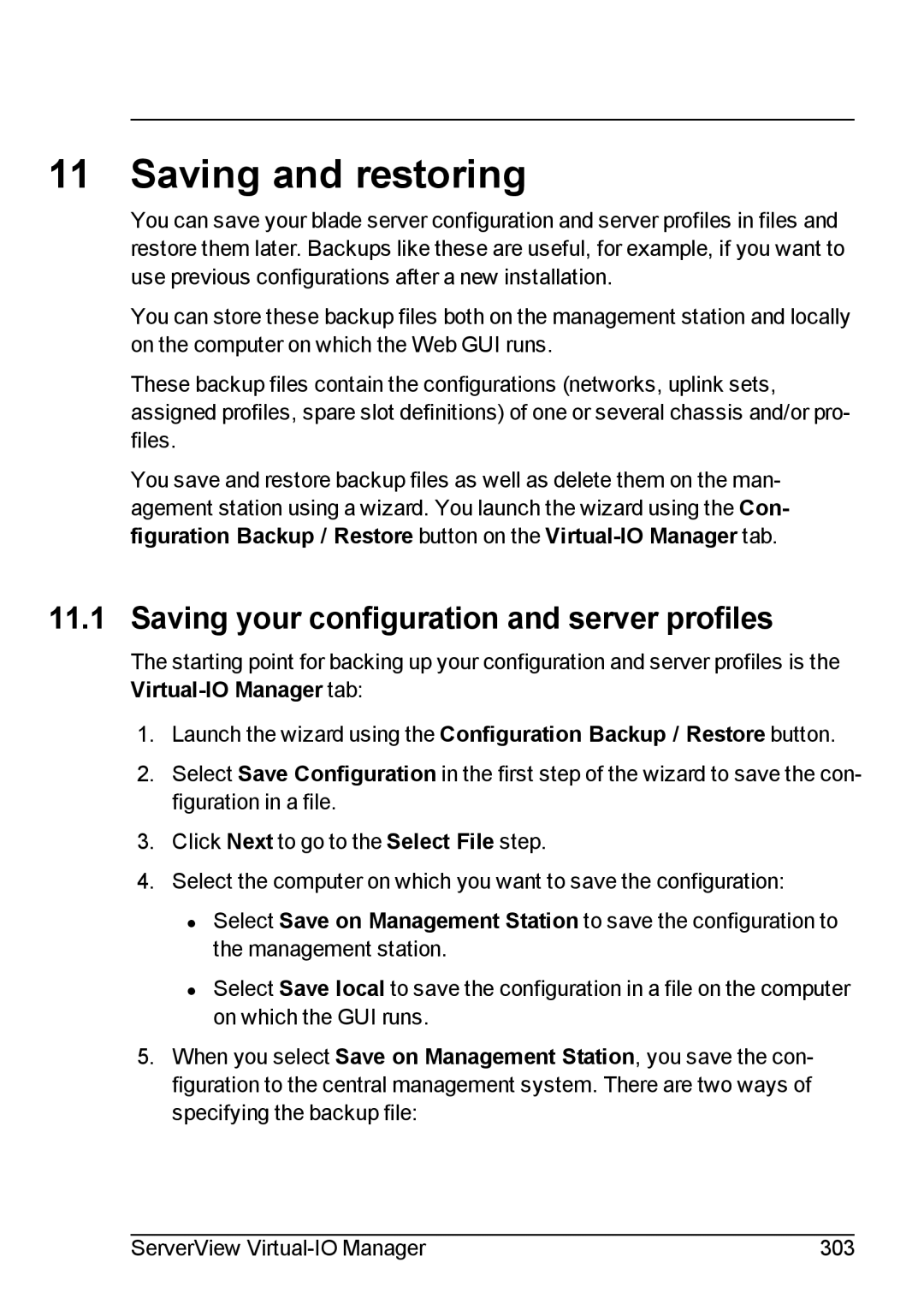 Fujitsu V3.1 manual Saving and restoring, Saving your configuration and server profiles 