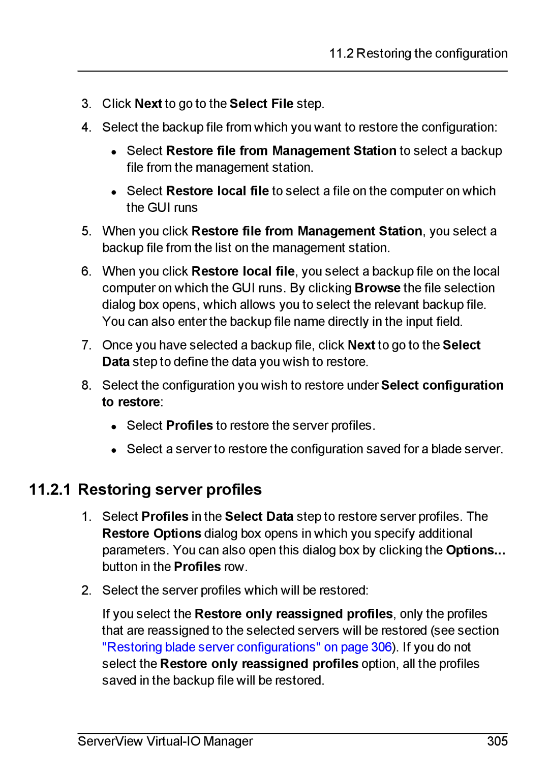 Fujitsu V3.1 manual Restoring server profiles 