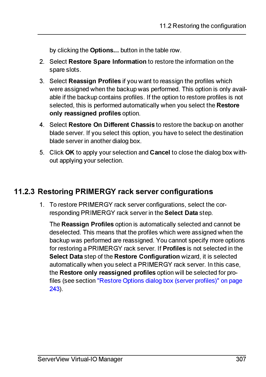 Fujitsu V3.1 manual Restoring Primergy rack server configurations 