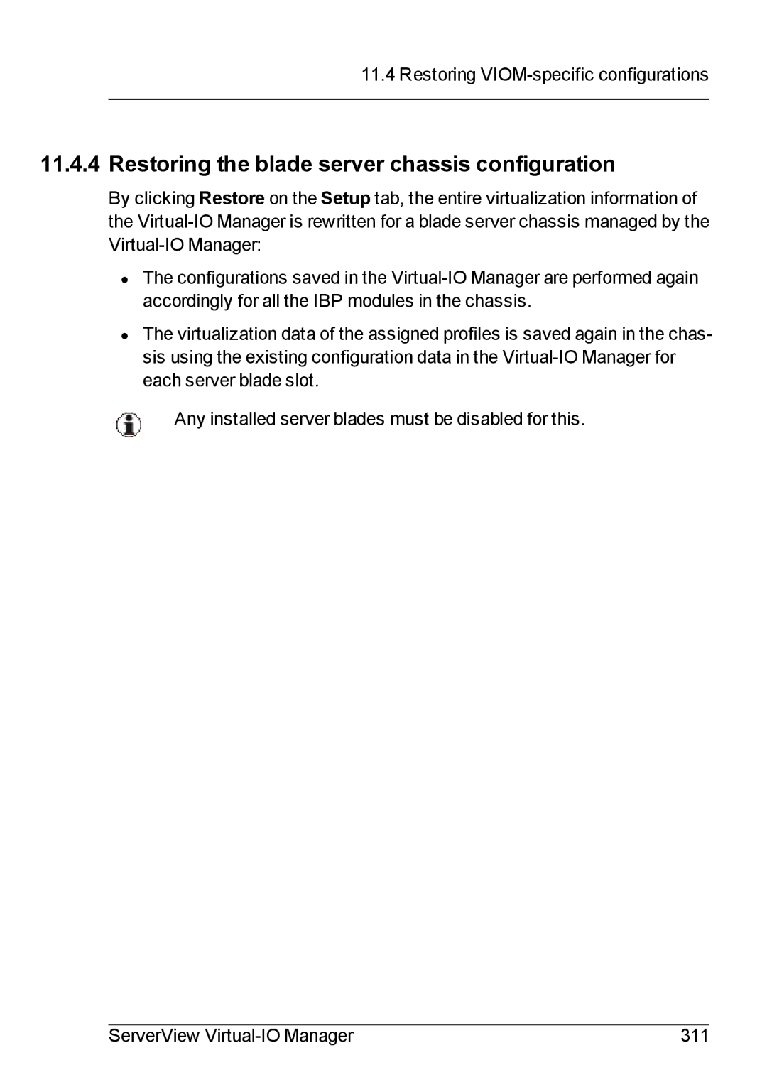 Fujitsu V3.1 manual Restoring the blade server chassis configuration 