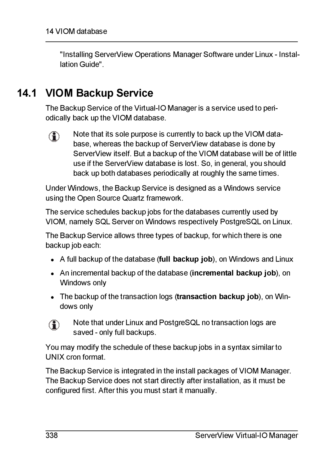 Fujitsu V3.1 manual Viom Backup Service 