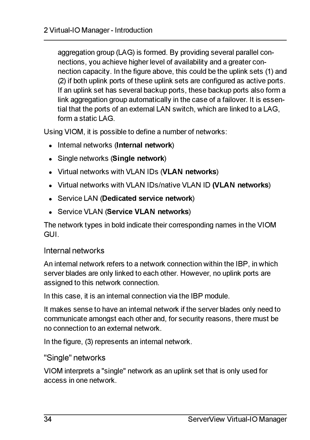 Fujitsu V3.1 manual Internal networks, Single networks 