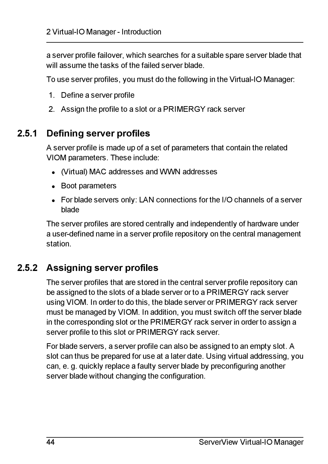 Fujitsu V3.1 manual Defining server profiles, Assigning server profiles 