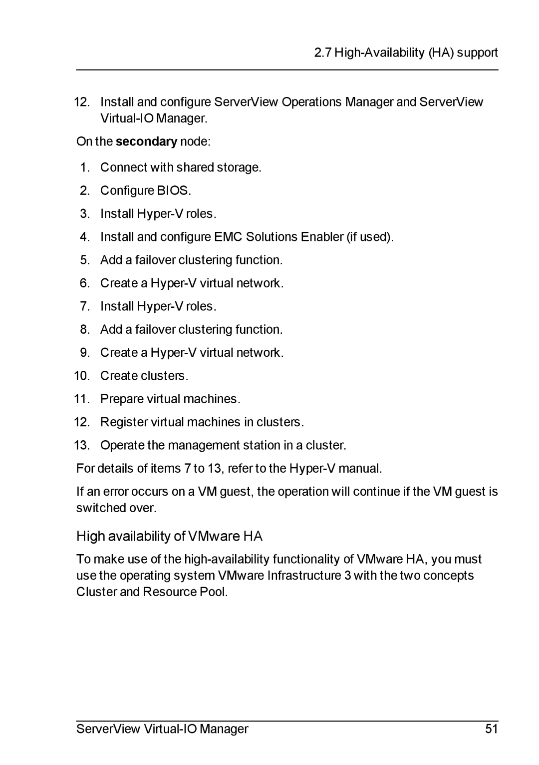 Fujitsu V3.1 manual High availability of VMware HA 