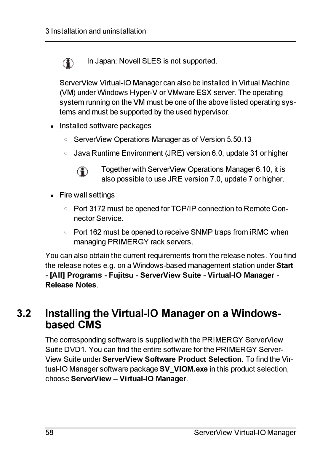 Fujitsu V3.1 manual Installing the Virtual-IO Manager on a Windows- based CMS 