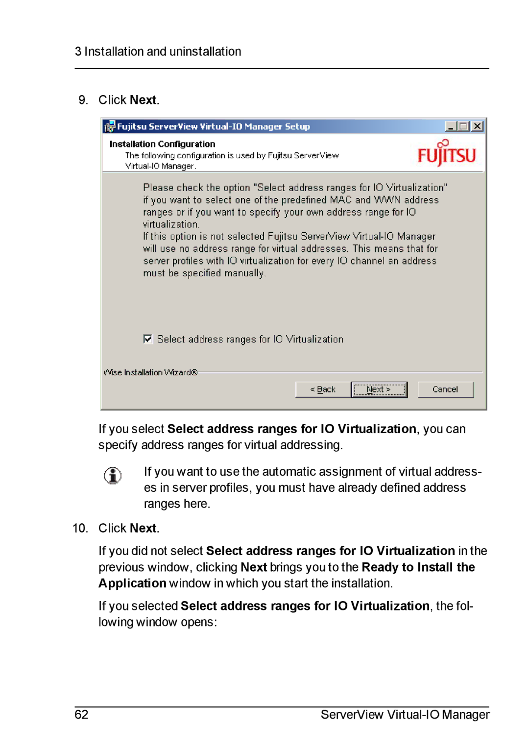 Fujitsu V3.1 manual Installation and uninstallation Click Next 