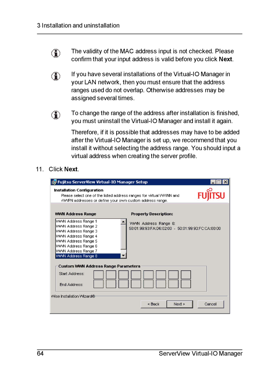 Fujitsu V3.1 manual Installation and uninstallation 