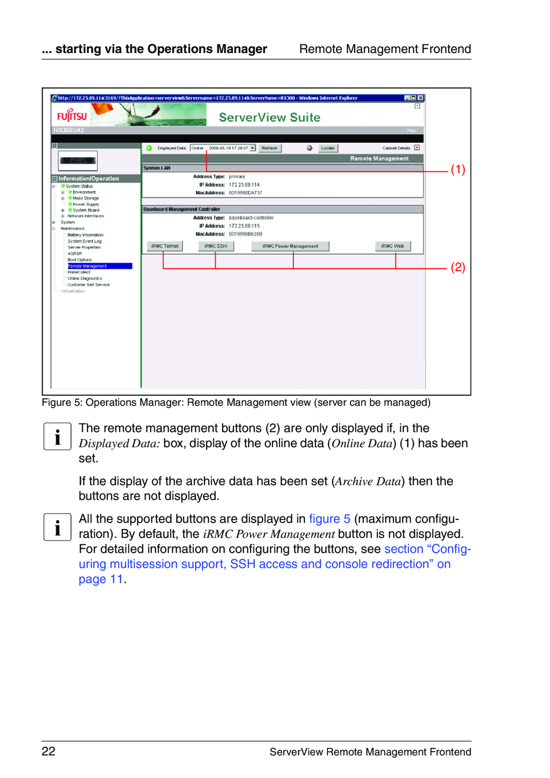 Fujitsu V4.90 manual starting via the Operations Manager 
