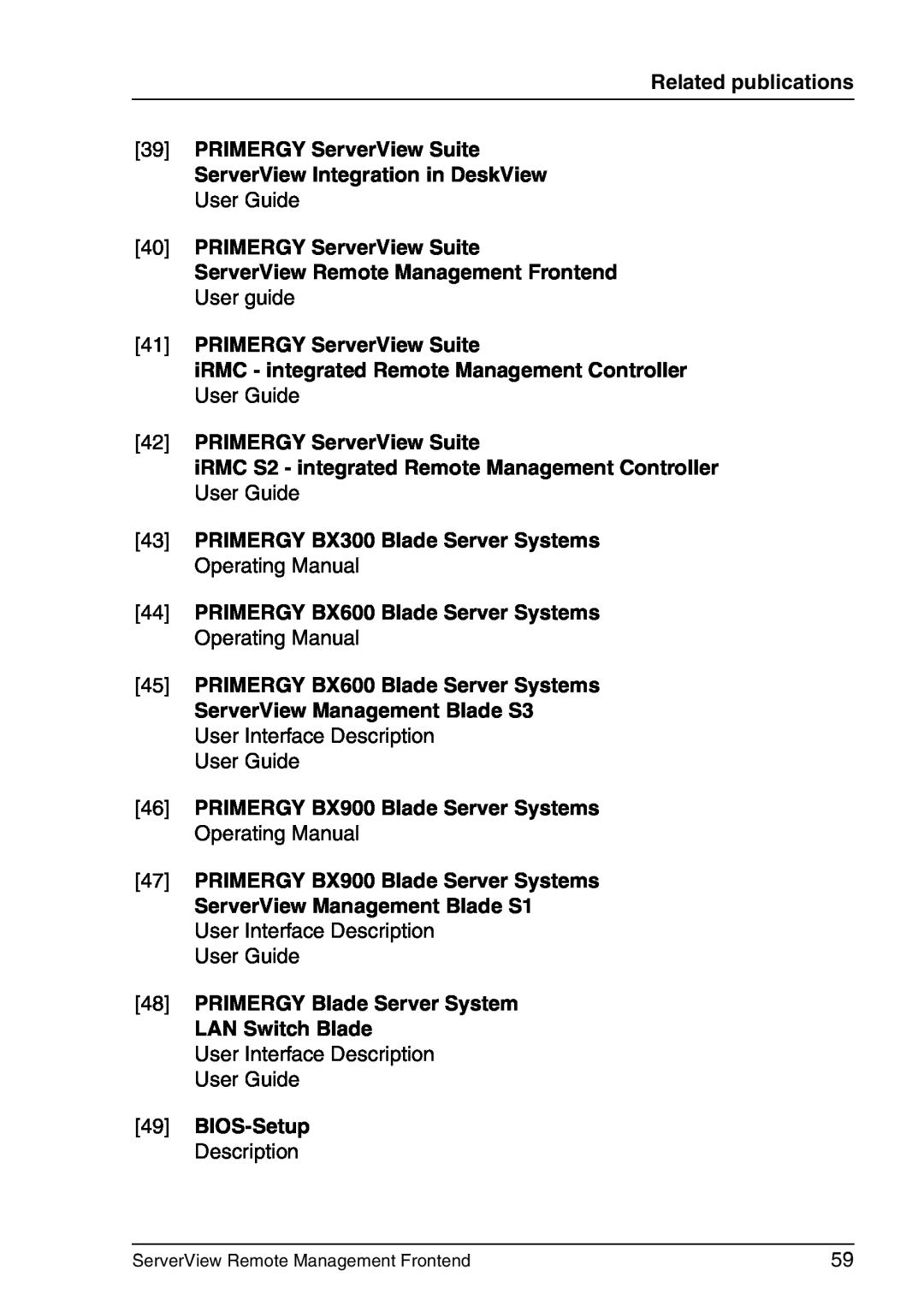 Fujitsu V4.90 manual PRIMERGY ServerView Suite, ServerView Remote Management Frontend User guide, BIOS-Setup Description 
