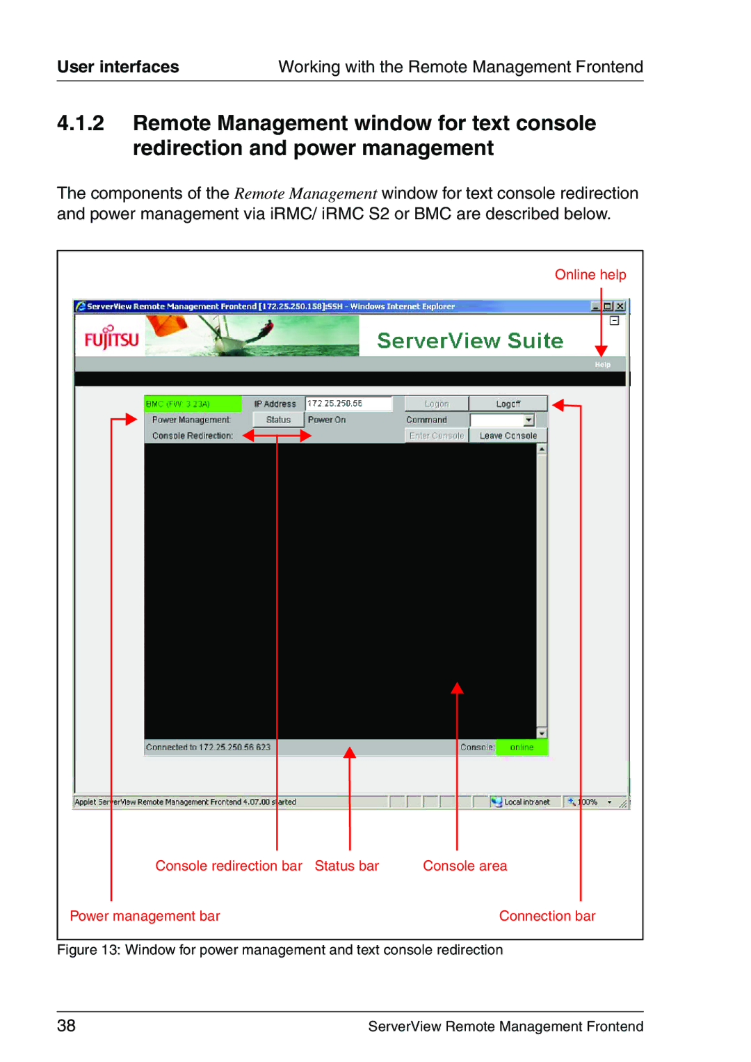 Fujitsu V4.90 manual Window for power management and text console redirection 