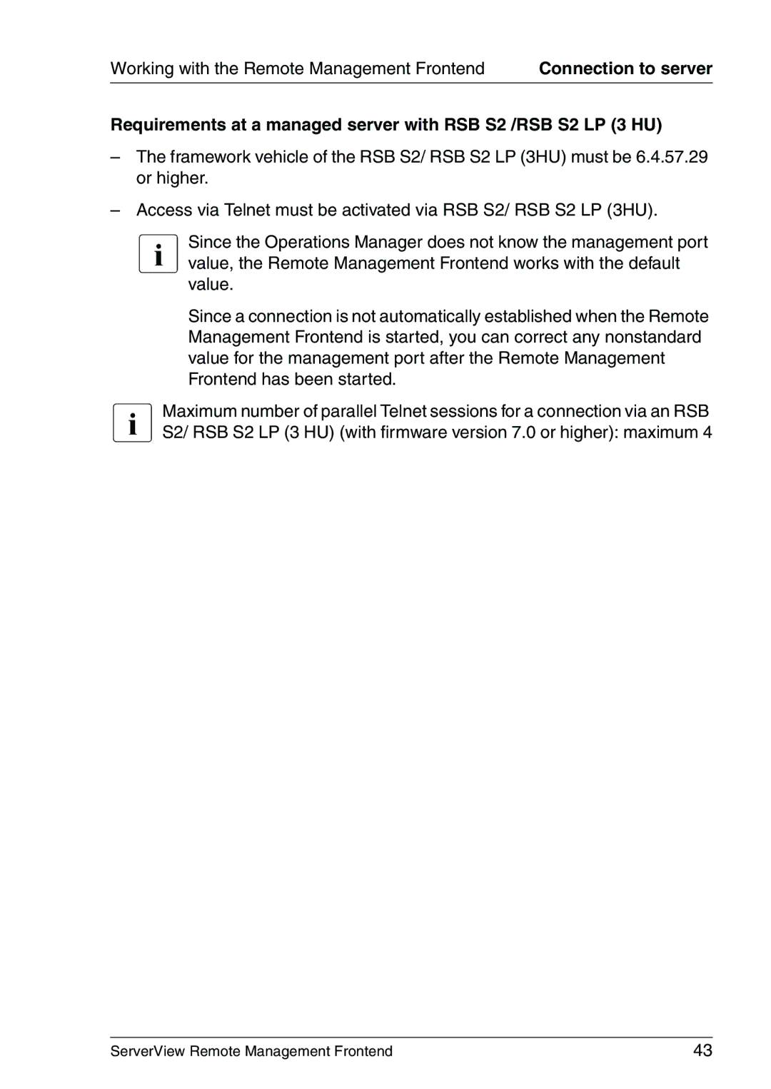 Fujitsu V4.90 manual Requirements at a managed server with RSB S2 /RSB S2 LP 3 HU 