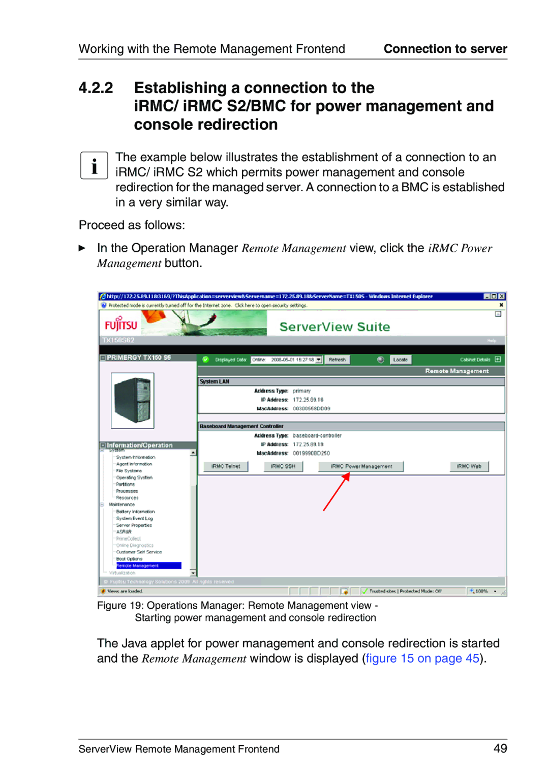 Fujitsu V4.90 manual Working with the Remote Management Frontend 