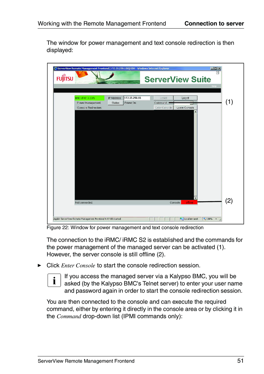 Fujitsu V4.90 manual Window for power management and text console redirection 