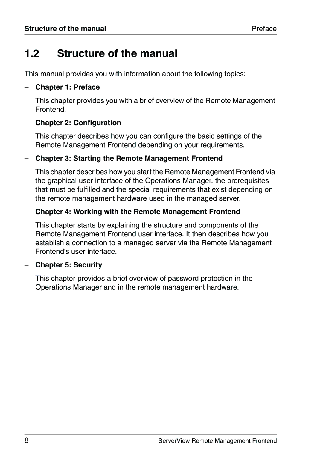 Fujitsu V4.90 Structure of the manual 