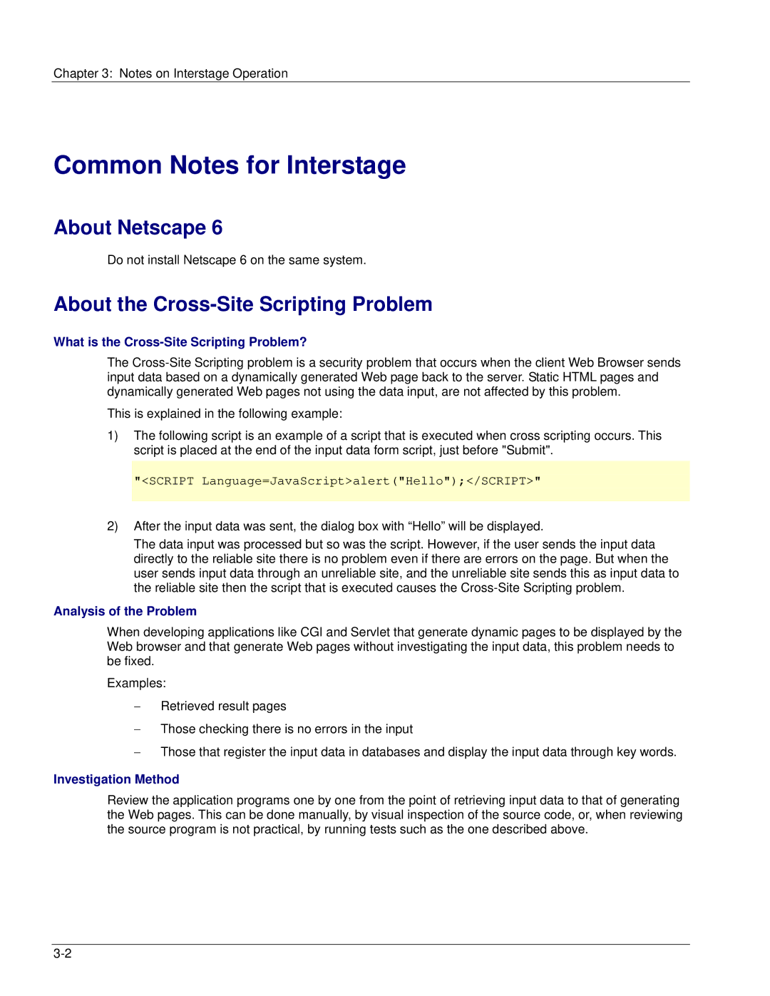 Fujitsu V6.0 manual Common Notes for Interstage, About Netscape, About the Cross-Site Scripting Problem 