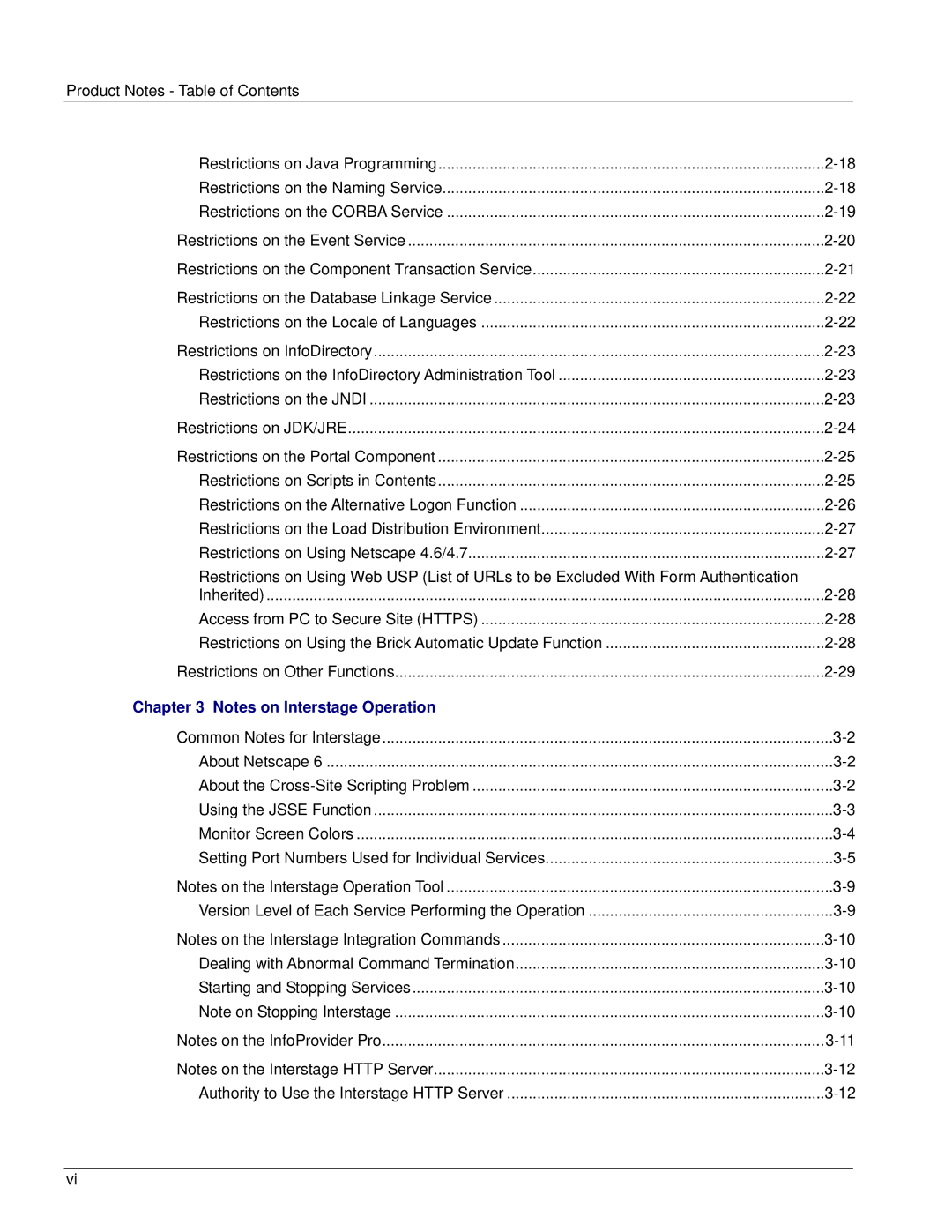 Fujitsu V6.0 manual Product Notes Table of Contents 