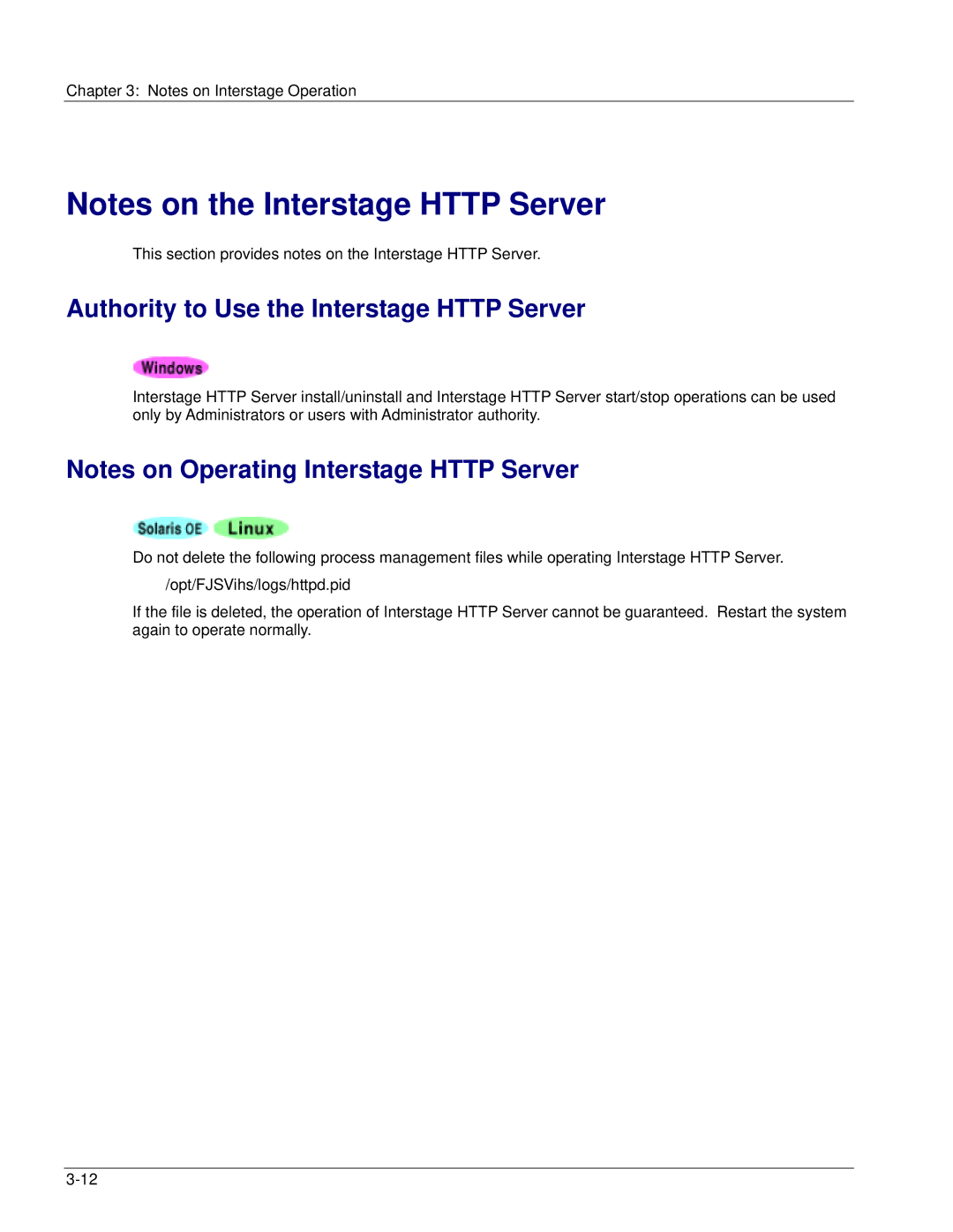 Fujitsu V6.0 manual Authority to Use the Interstage Http Server 