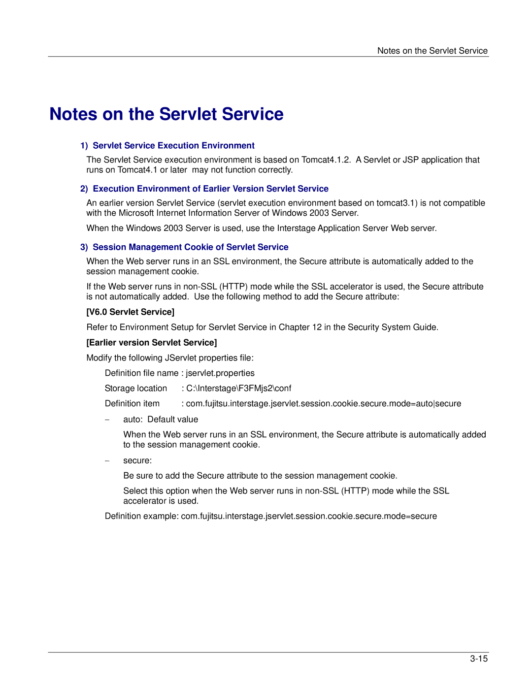 Fujitsu V6.0 manual Servlet Service Execution Environment, Execution Environment of Earlier Version Servlet Service 