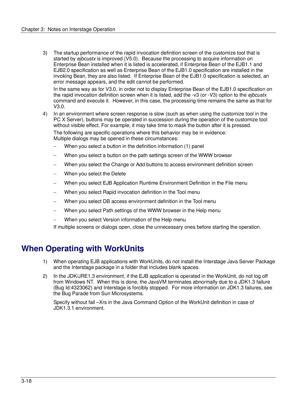 Fujitsu V6.0 manual When Operating with WorkUnits 