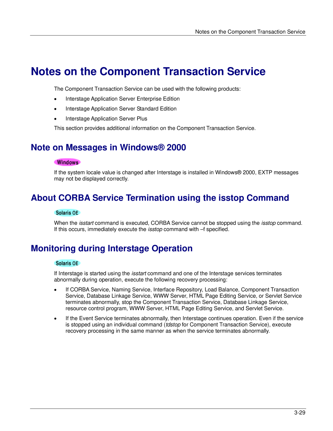 Fujitsu V6.0 manual About Corba Service Termination using the isstop Command, Monitoring during Interstage Operation 