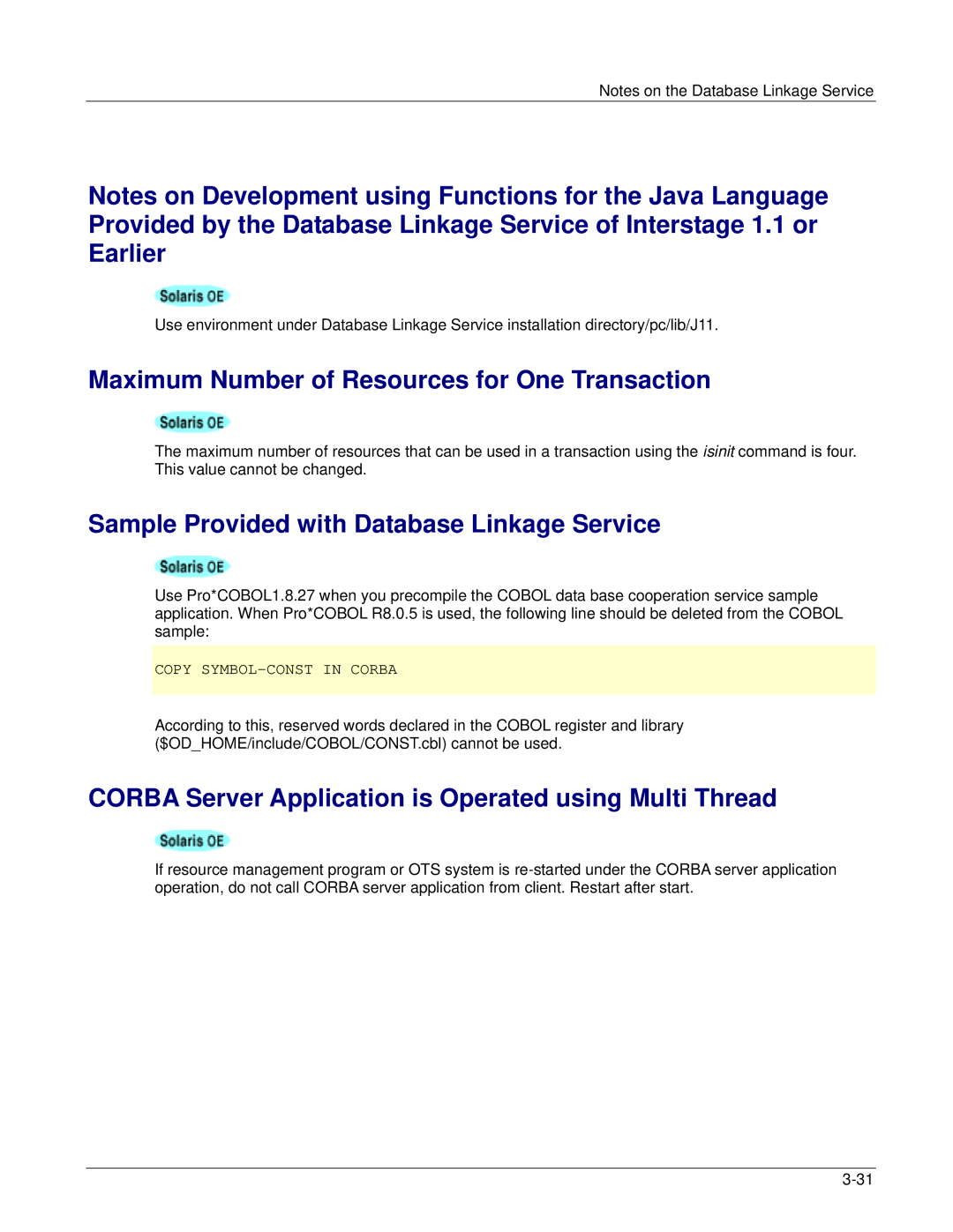 Fujitsu V6.0 manual Maximum Number of Resources for One Transaction, Sample Provided with Database Linkage Service 