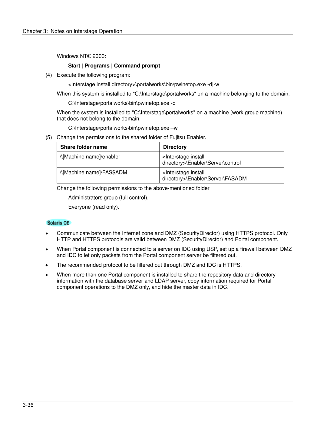 Fujitsu V6.0 manual Start Programs Command prompt, Share folder name Directory 