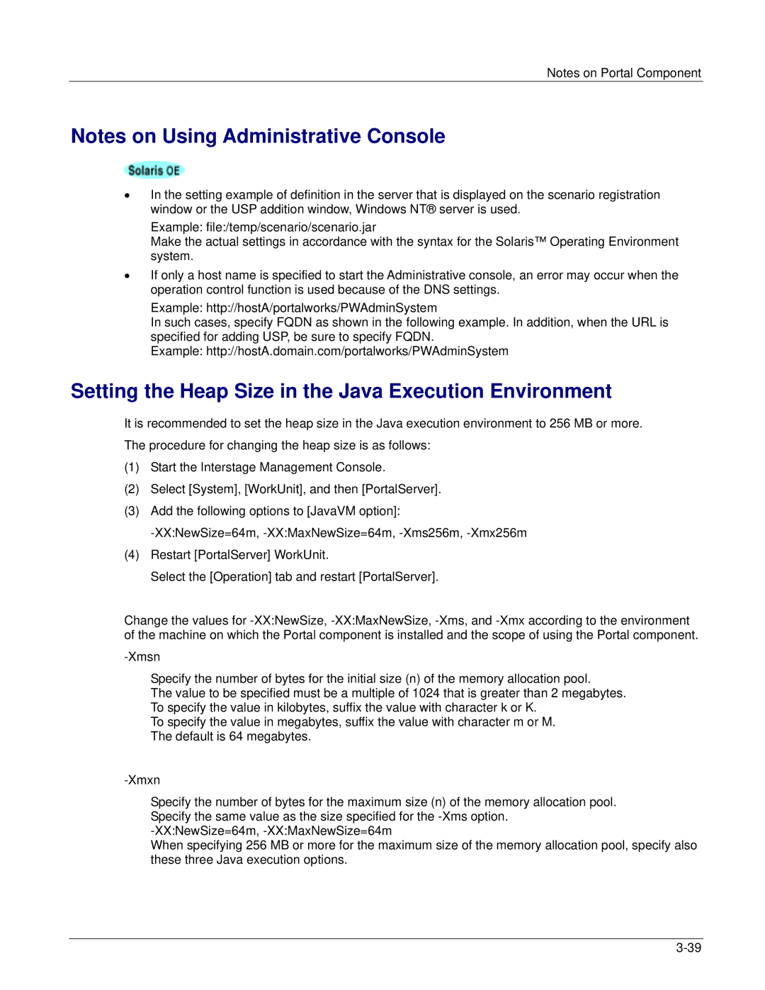 Fujitsu V6.0 manual Setting the Heap Size in the Java Execution Environment 