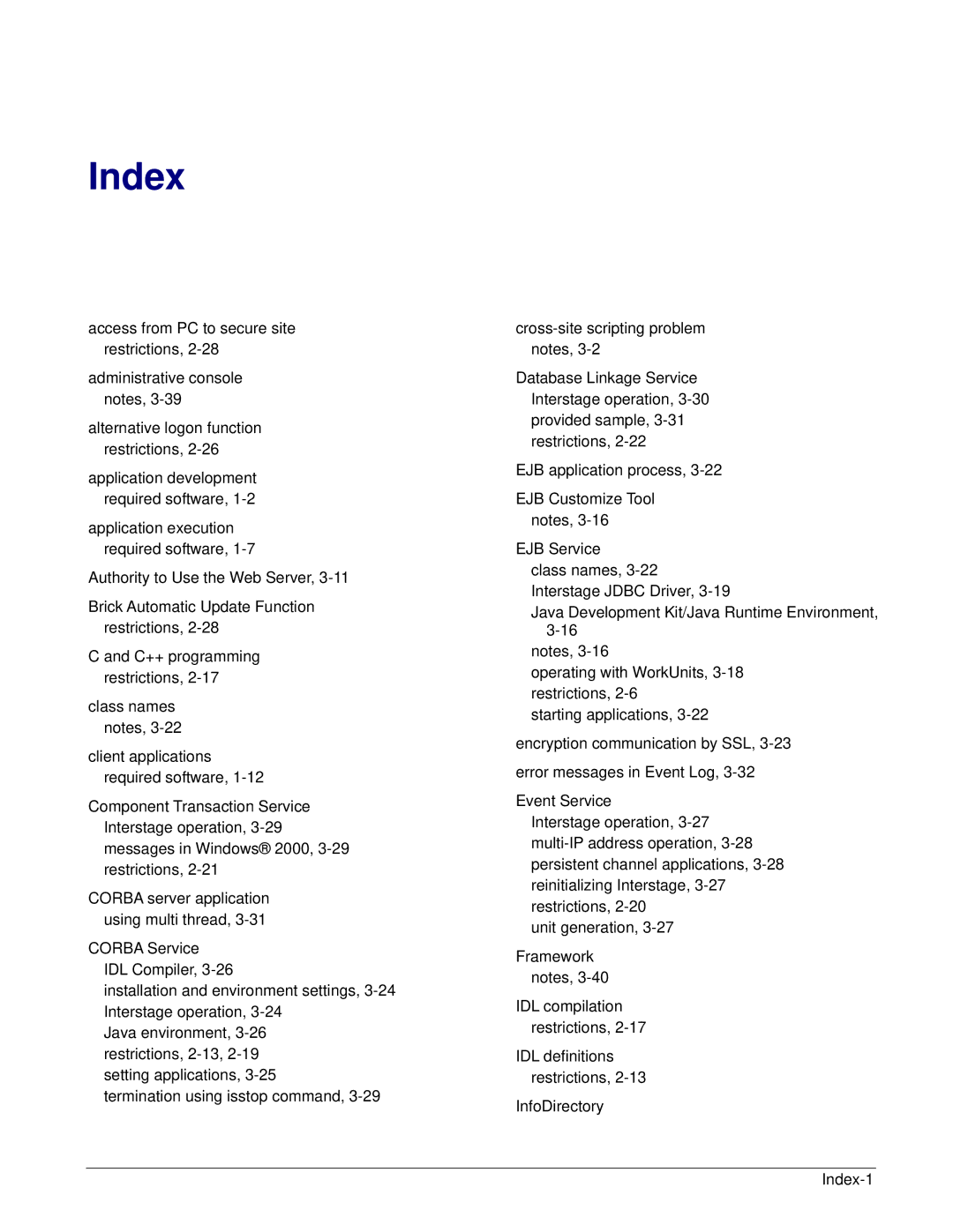 Fujitsu V6.0 manual Index 